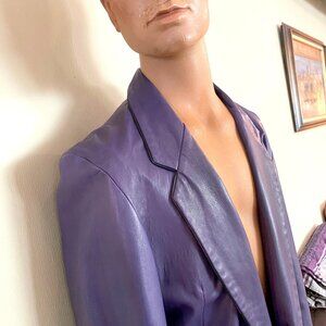 Jackie Robbins Purple Vintage Leather Blazer Style Jacket - Mens Sz Small/Unisex